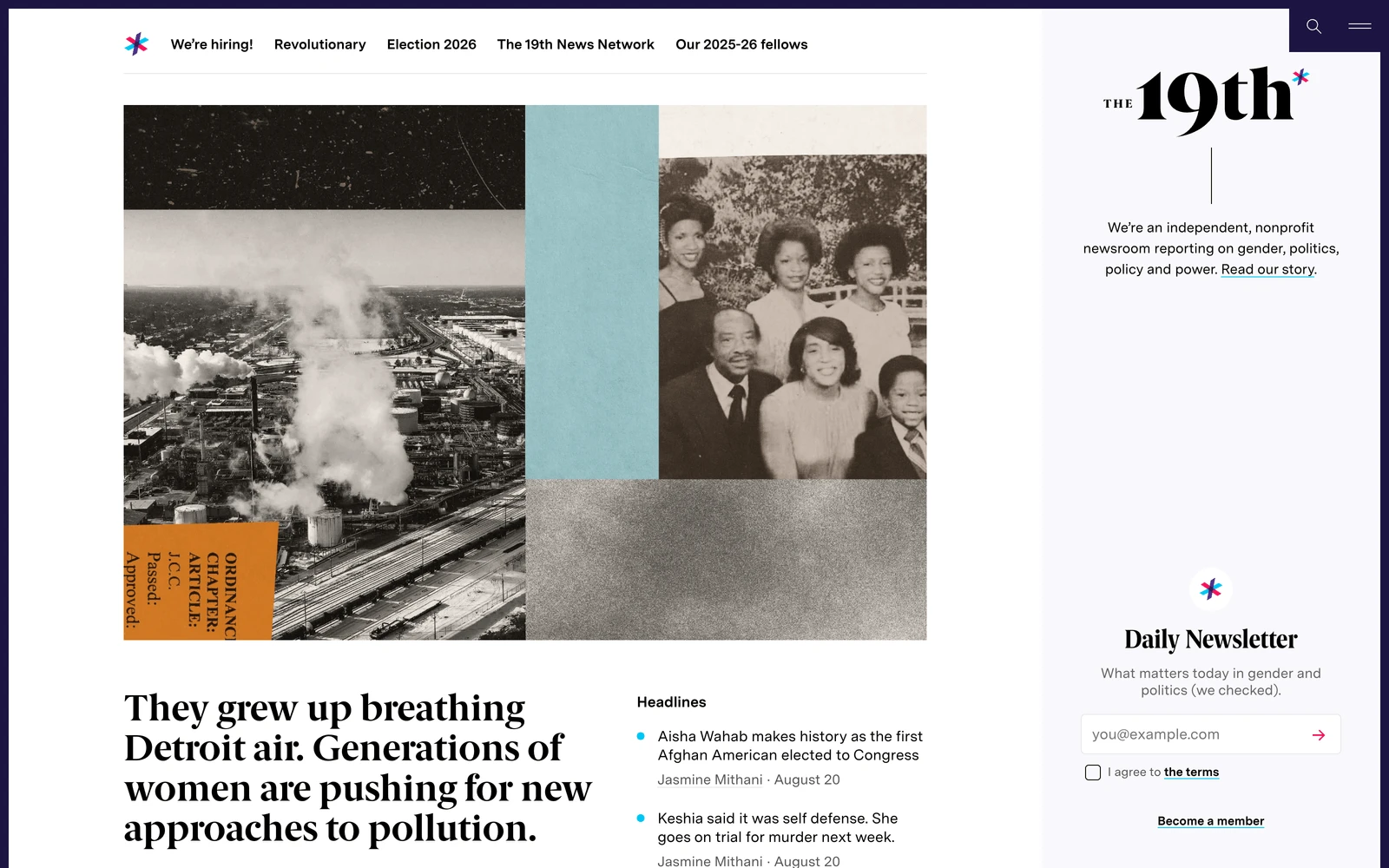 Top screenshot of 19thNews.org