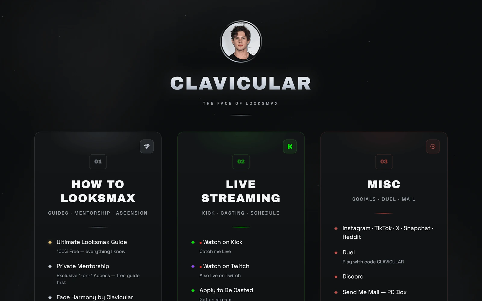 Top screenshot of Clavicular.org