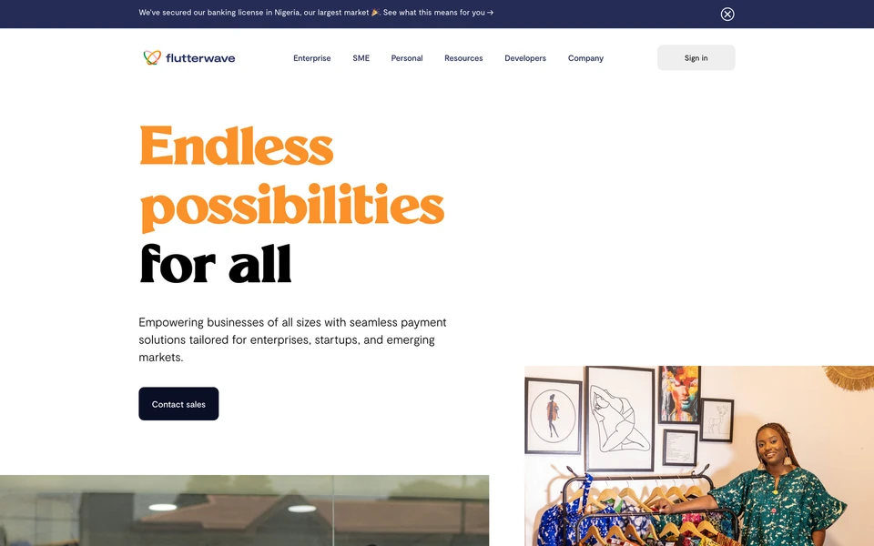 Screenshot of Flutterwave.com