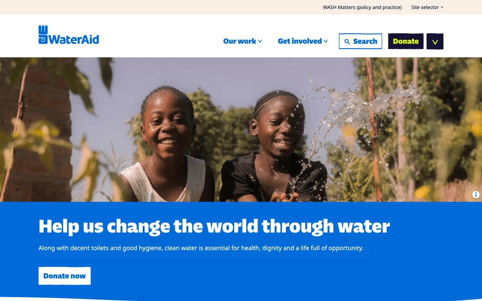 Screenshot of WaterAid.org