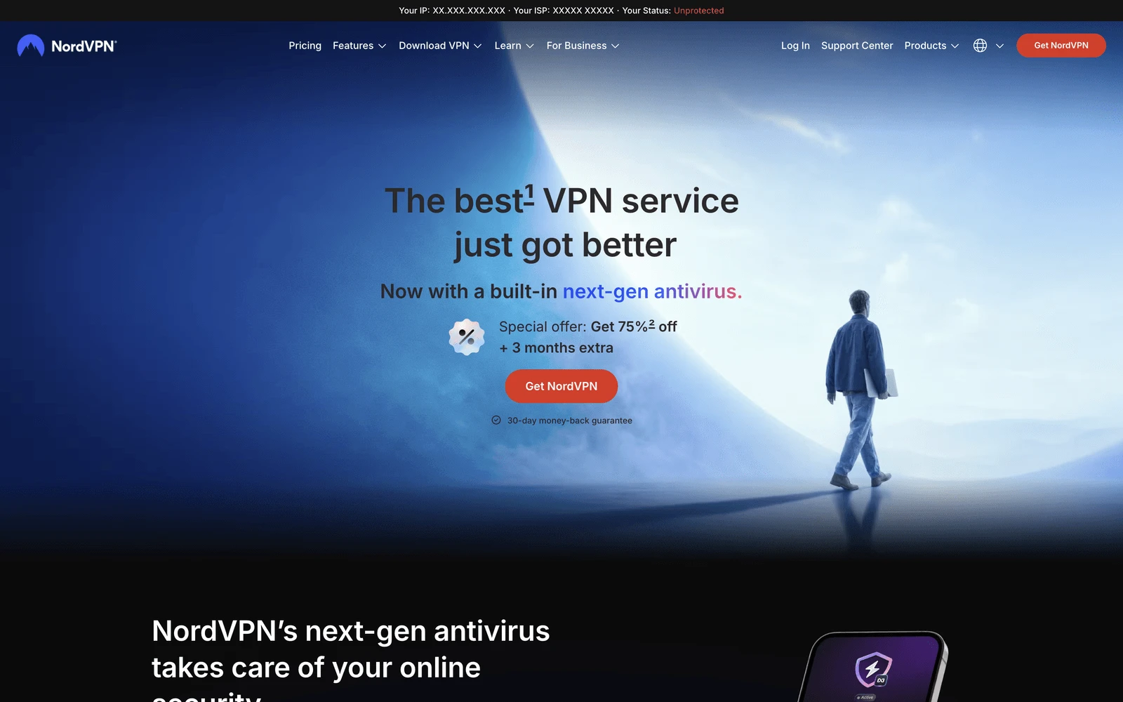 Top screenshot of NordVPN.com