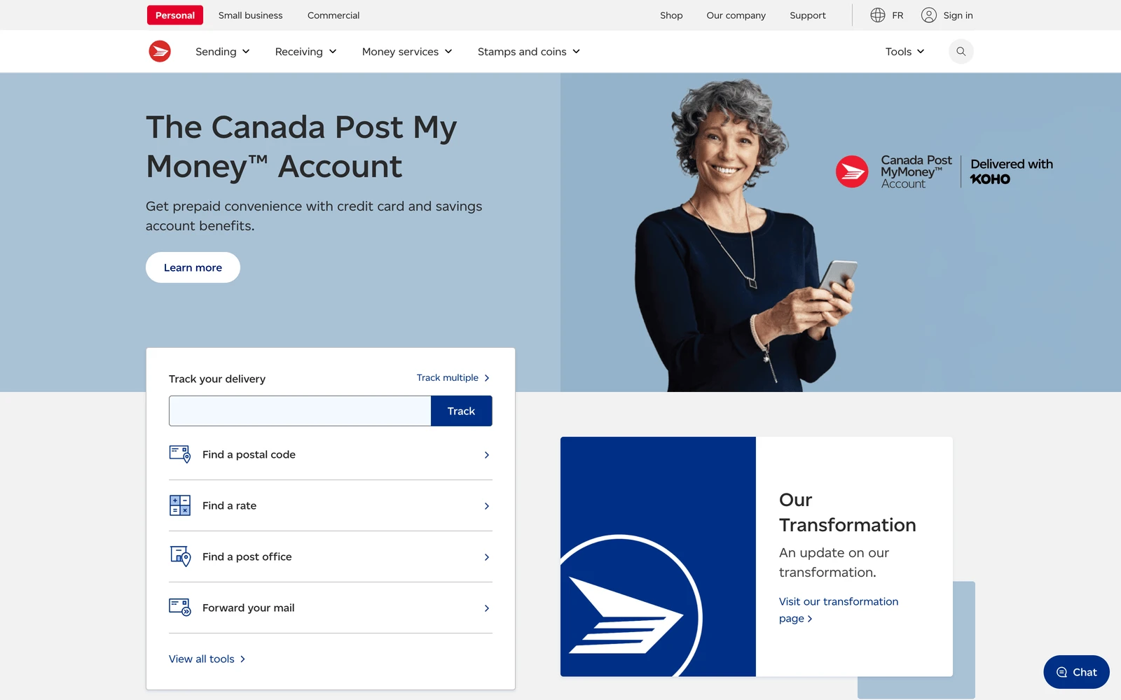 Top screenshot of CanadaPost.ca