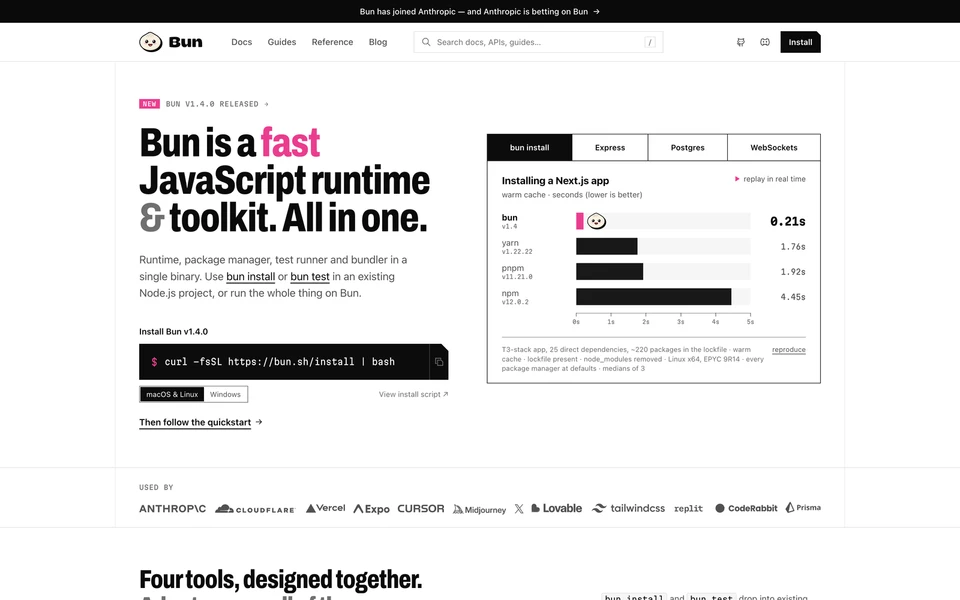 Screenshot of Bun.sh