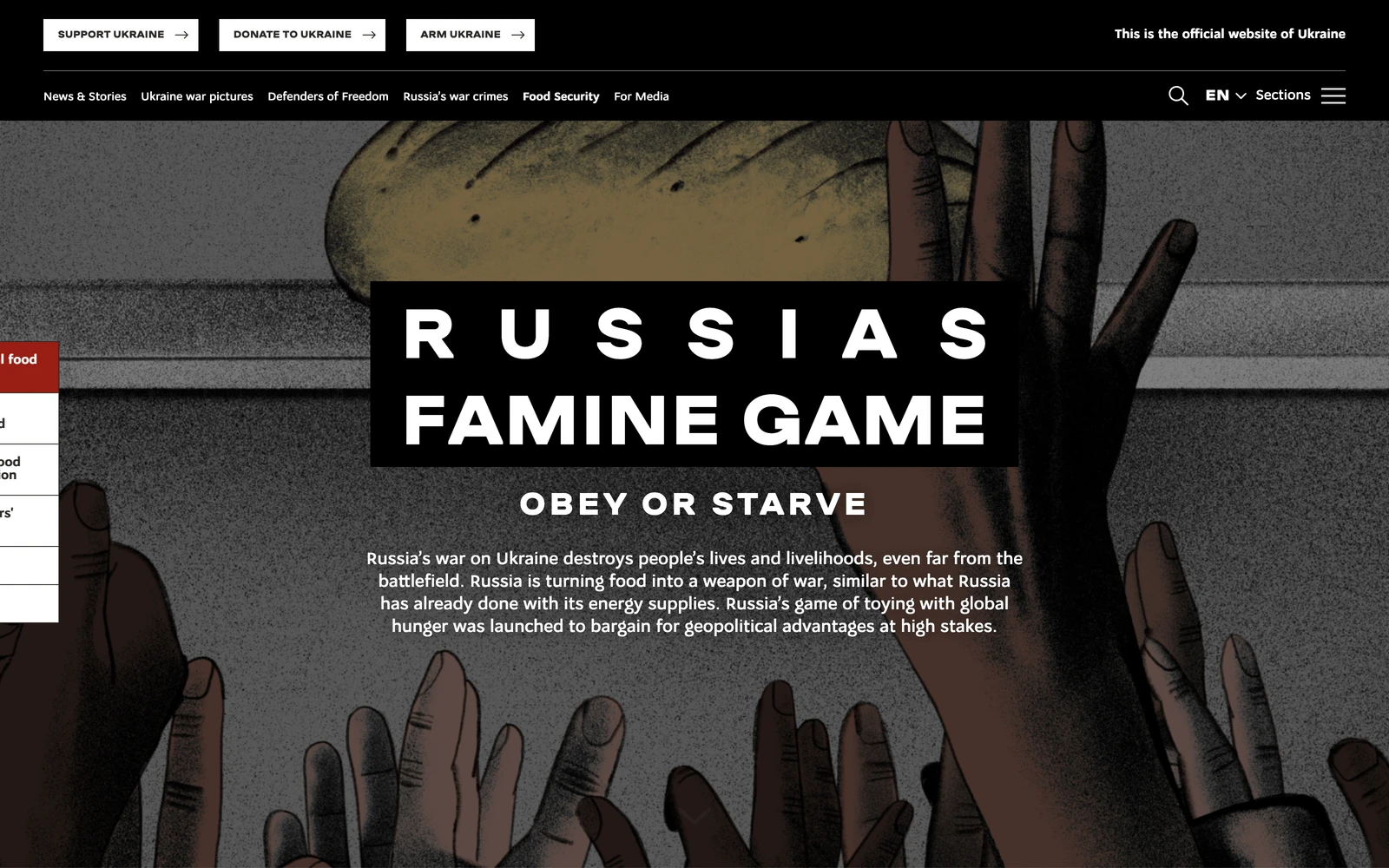 Top screenshot of War.Ukraine.ua Food Security