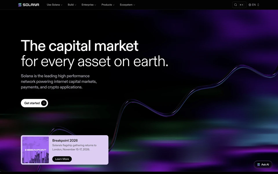 Screenshot of Solana.com