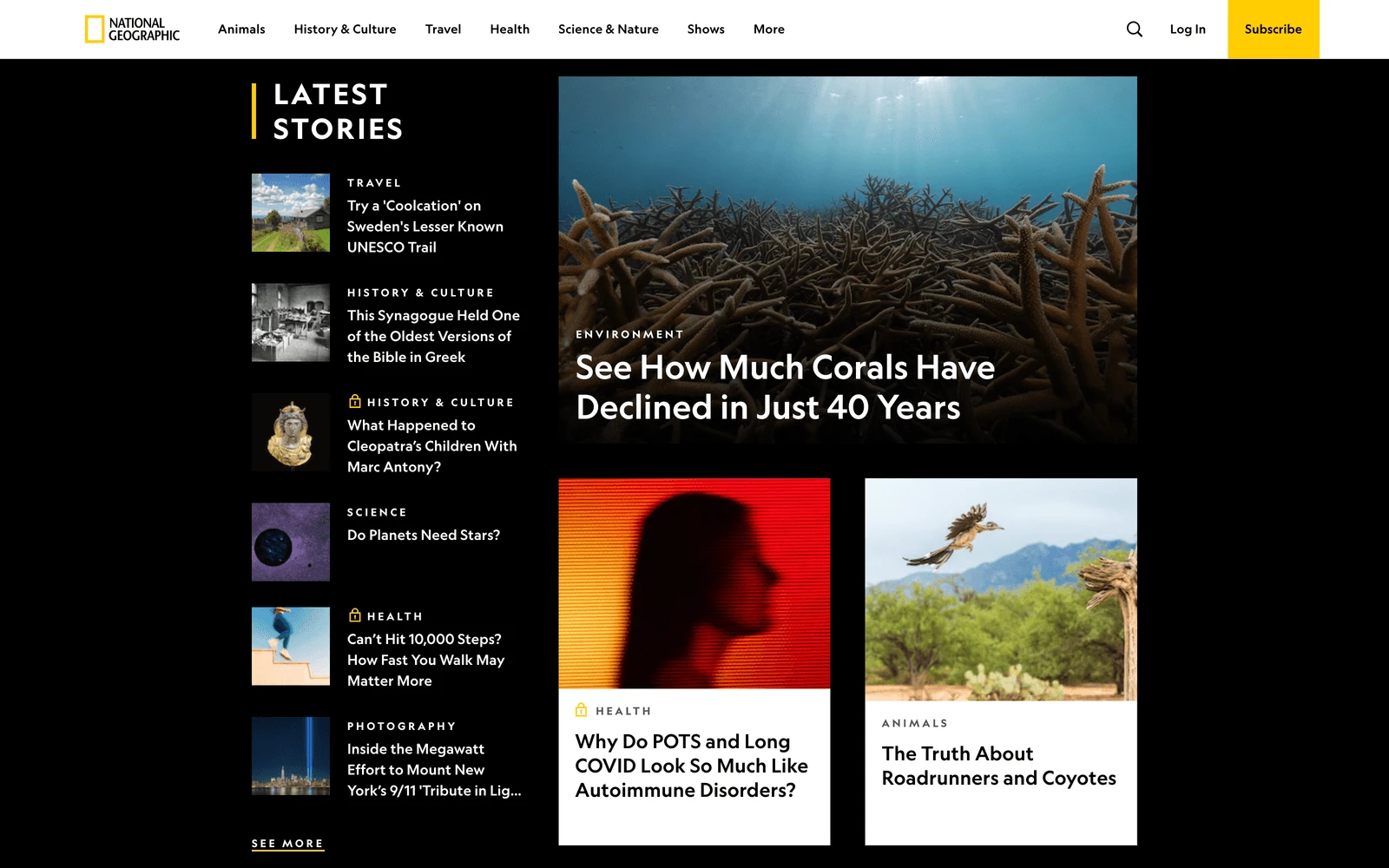 Top screenshot of NationalGeographic.com