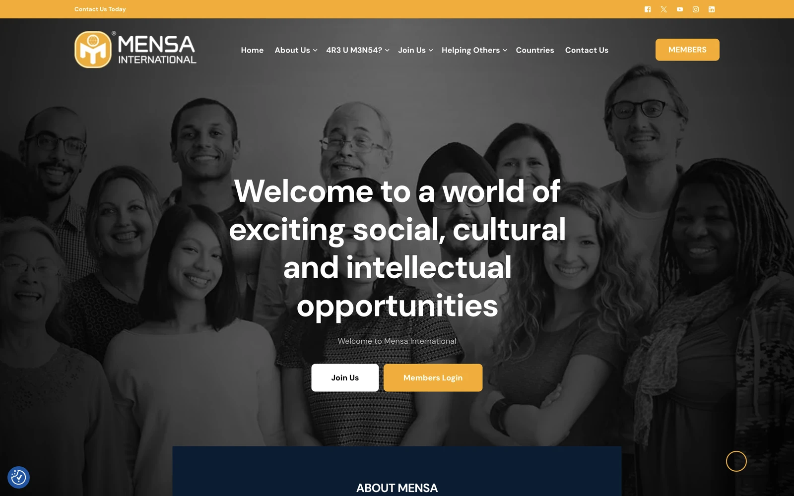 Top screenshot of MENSA.org