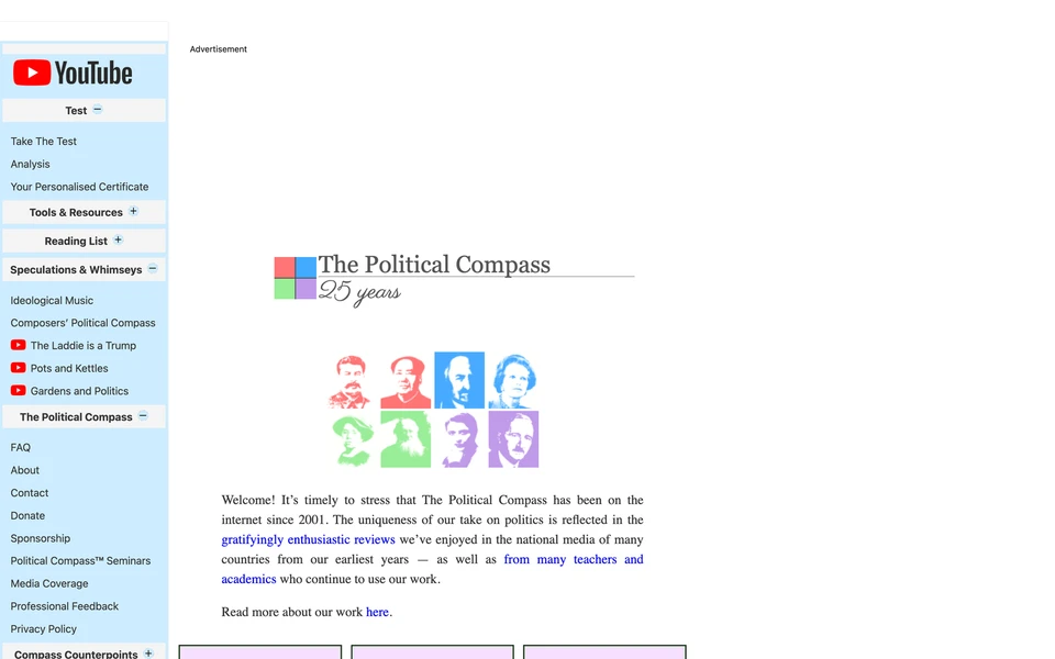 Screenshot of PoliticalCompass.org