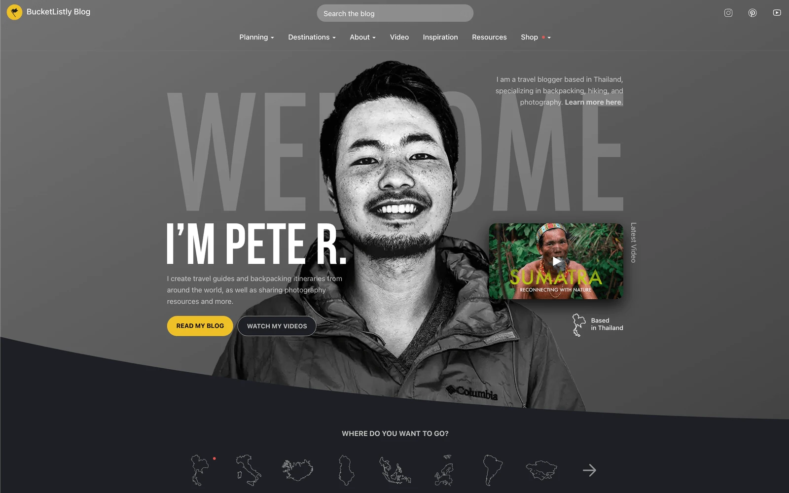 Top screenshot of BucketListly.blog