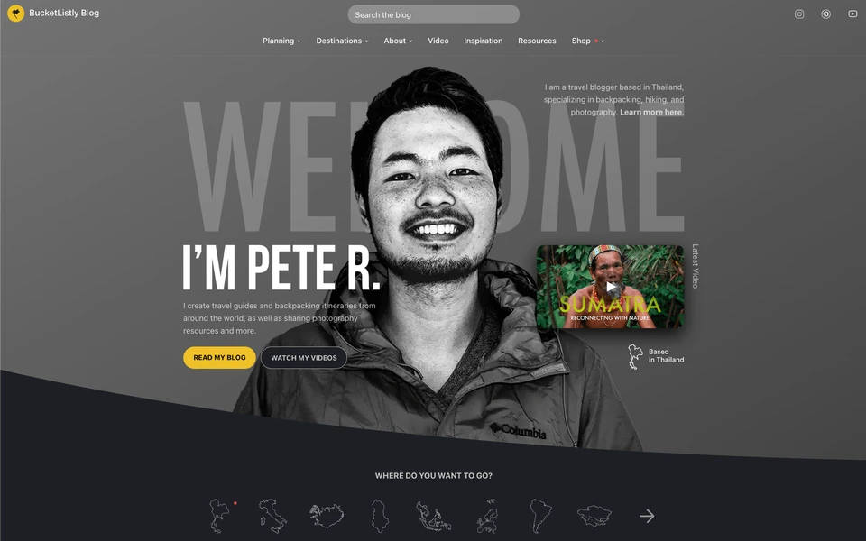 Screenshot of BucketListly.blog