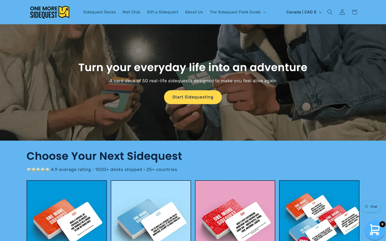 Top screenshot of OneMoreSidequest.com