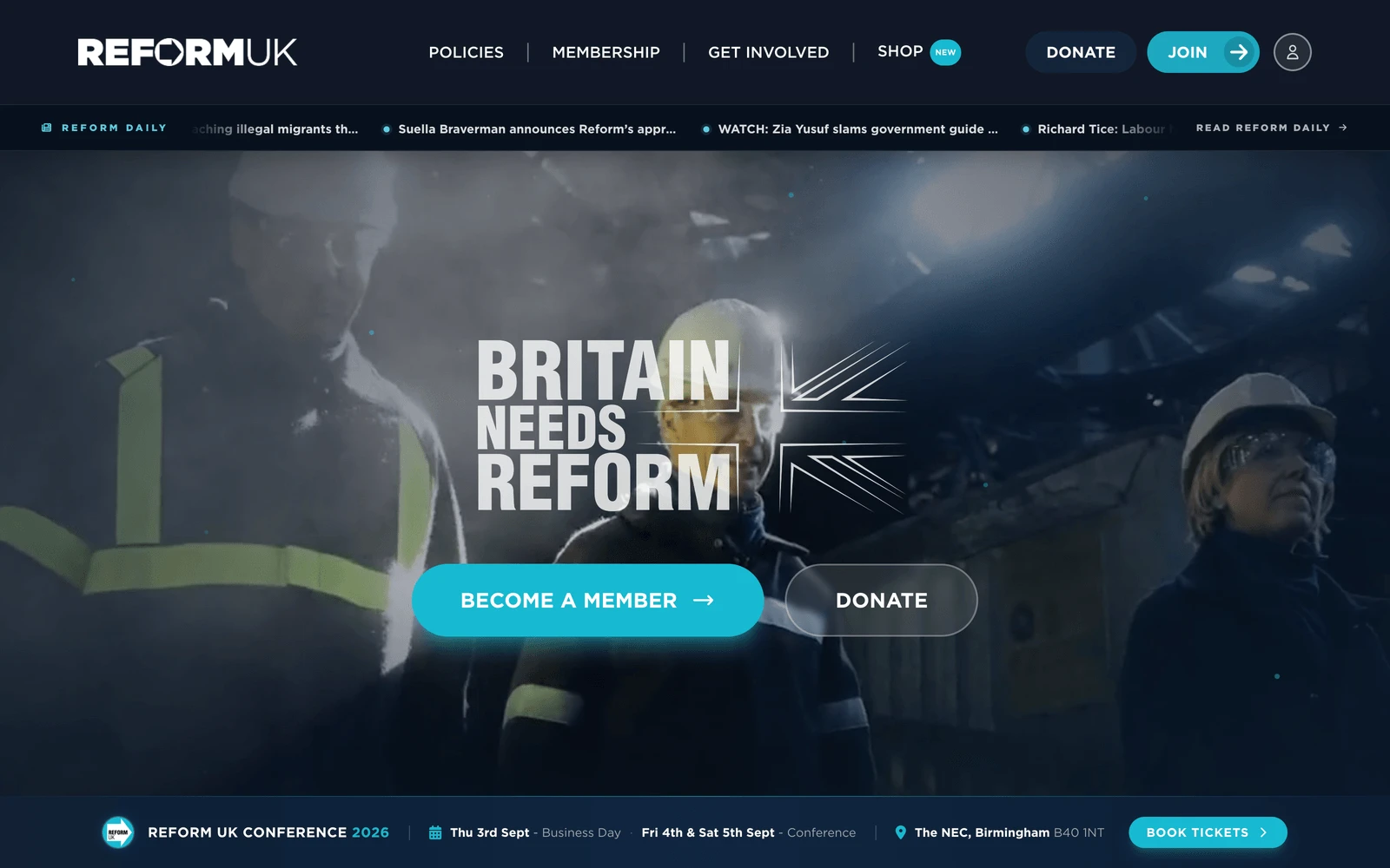 Top screenshot of ReformParty.uk