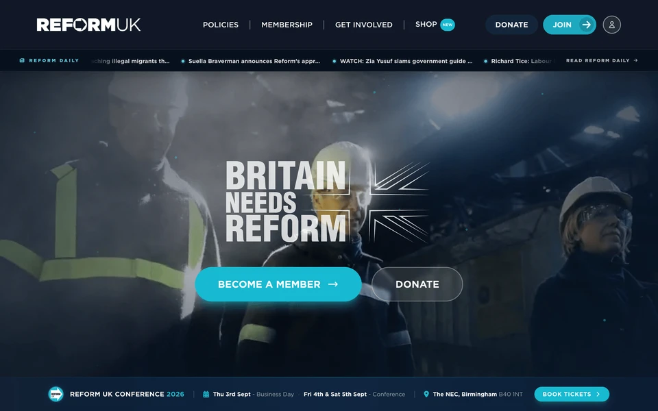 Screenshot of ReformParty.uk