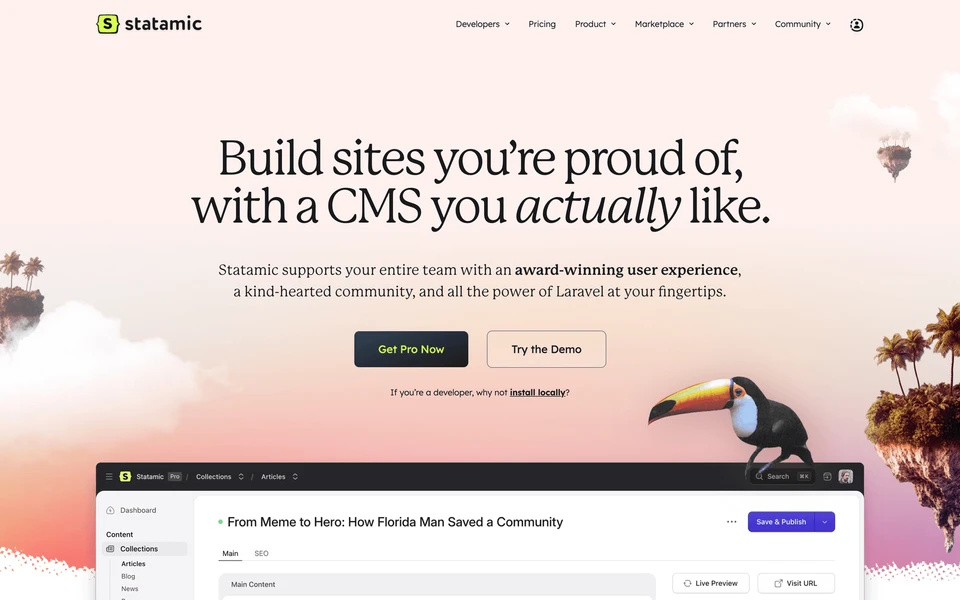 Screenshot of Statamic.com