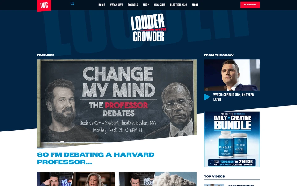 Screenshot of LouderWithCrowder.com