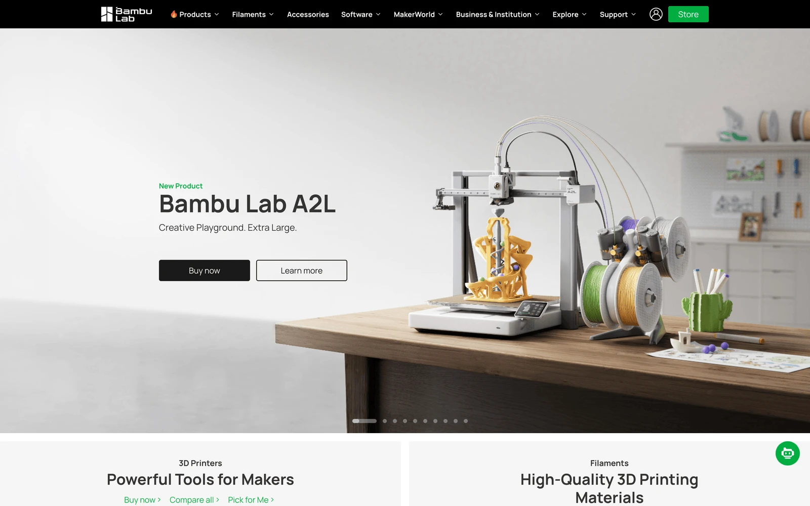 Top screenshot of BambuLab.com