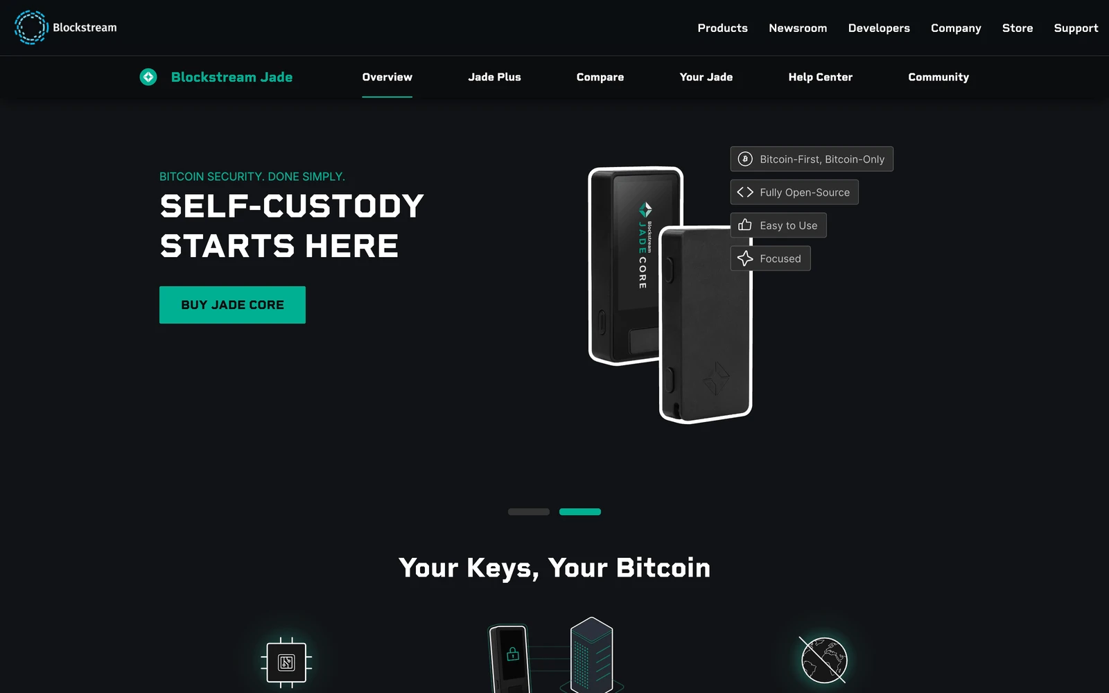 Top screenshot of Blockstream.com Jade