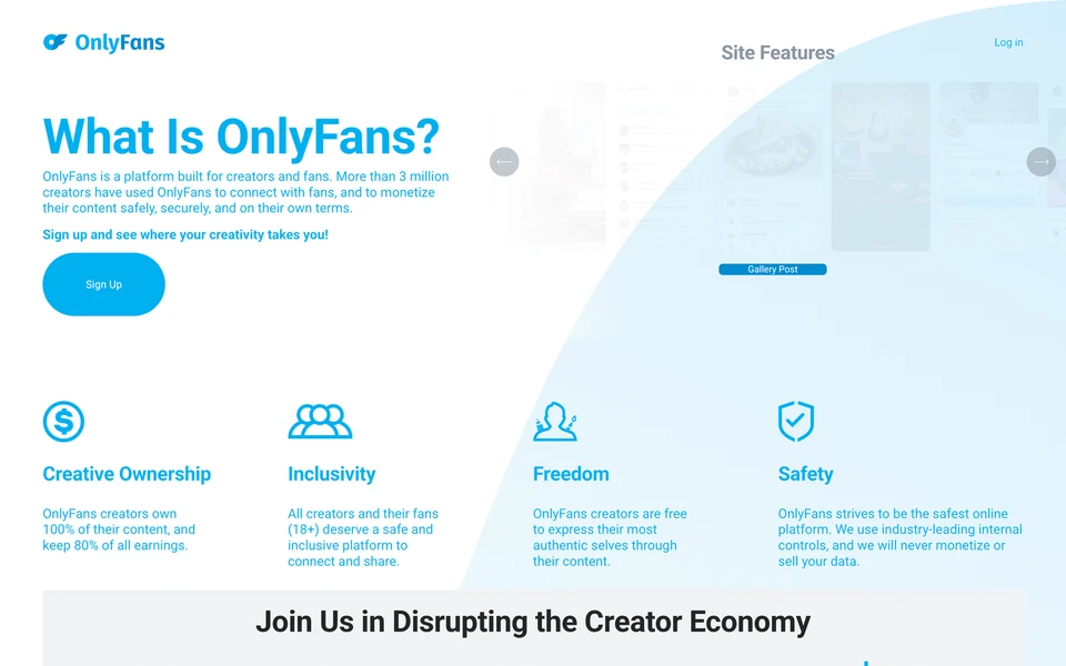 Screenshot of OnlyFans.com