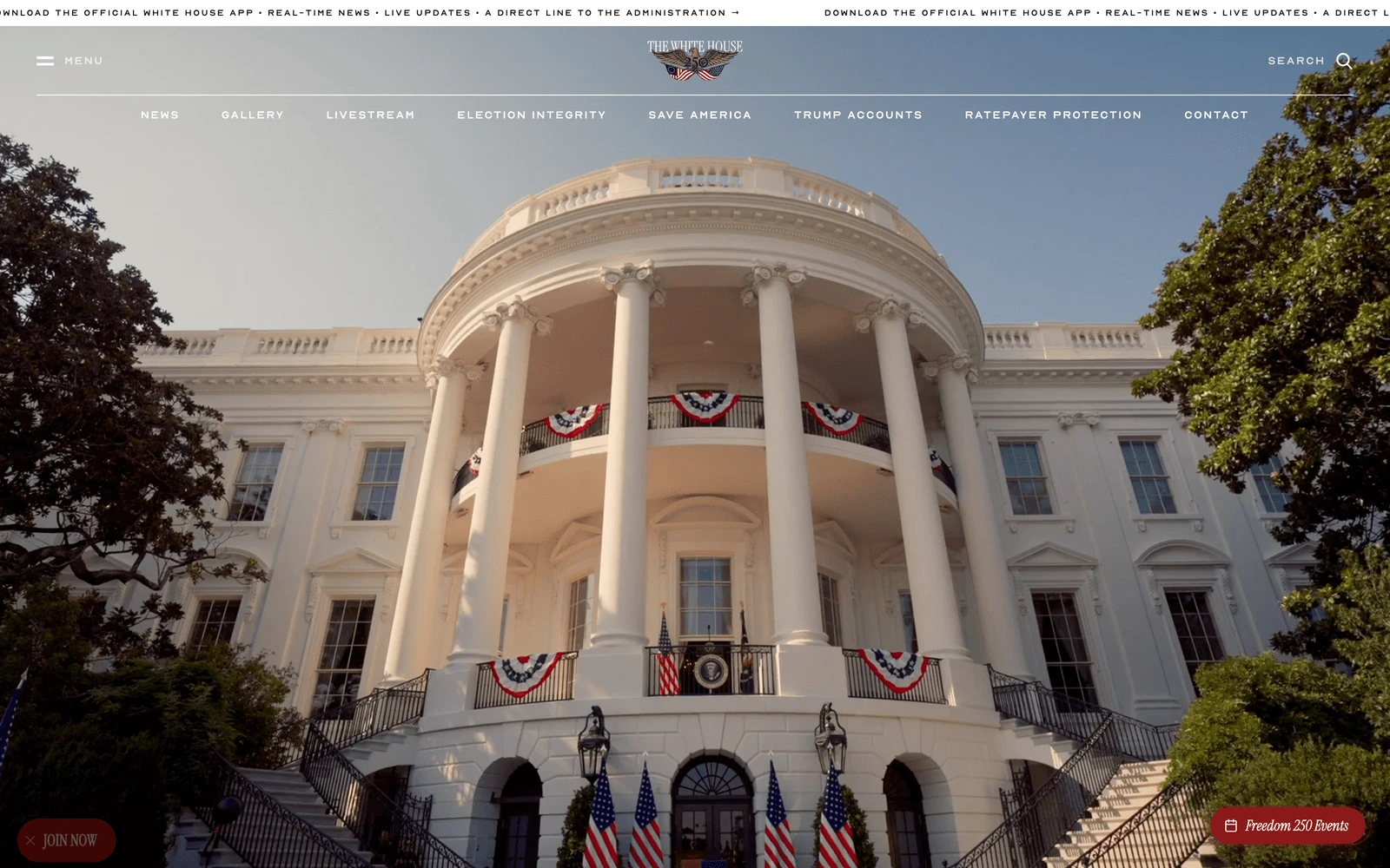 Top screenshot of WhiteHouse.gov