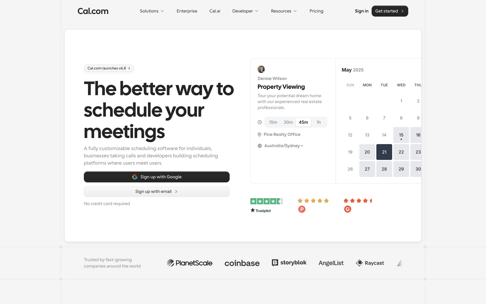 Top screenshot of Cal.com