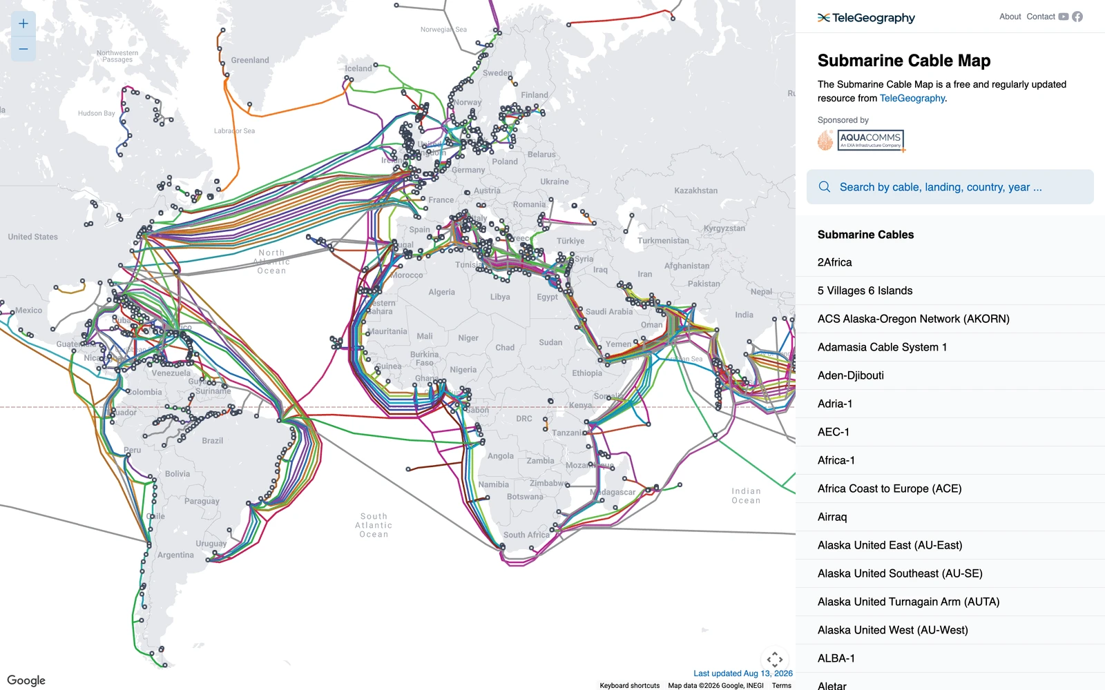 Top screenshot of SubmarineCableMap.com