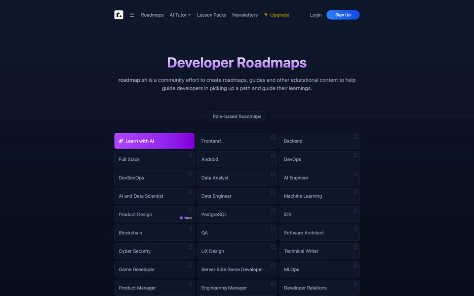 Screenshot of Roadmap.sh