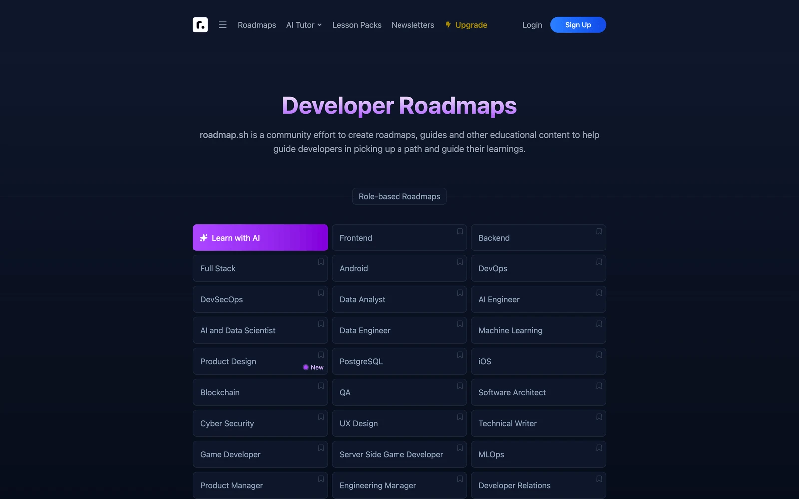 Top screenshot of Roadmap.sh