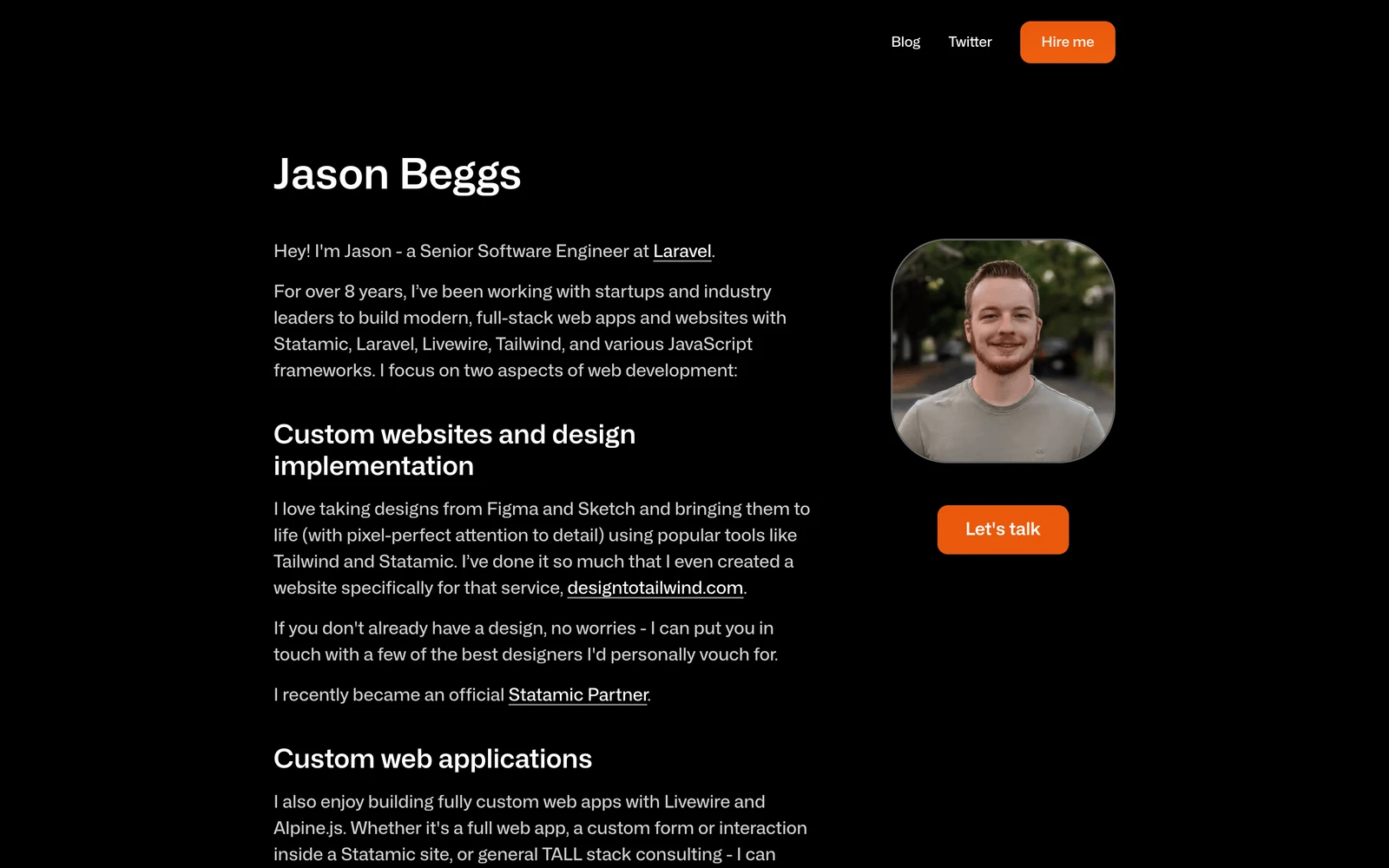 Top screenshot of JasonLBeggs.com
