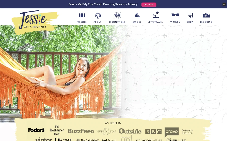 Screenshot of JessieOnAJourney.com