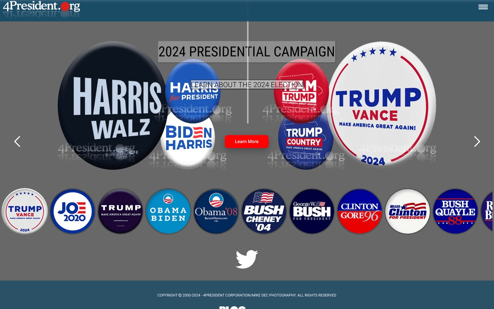 Top screenshot of 4President.org