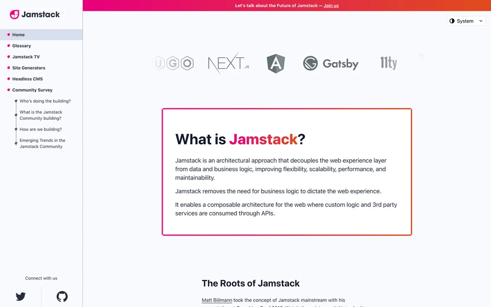 Screenshot of JAMstack.org