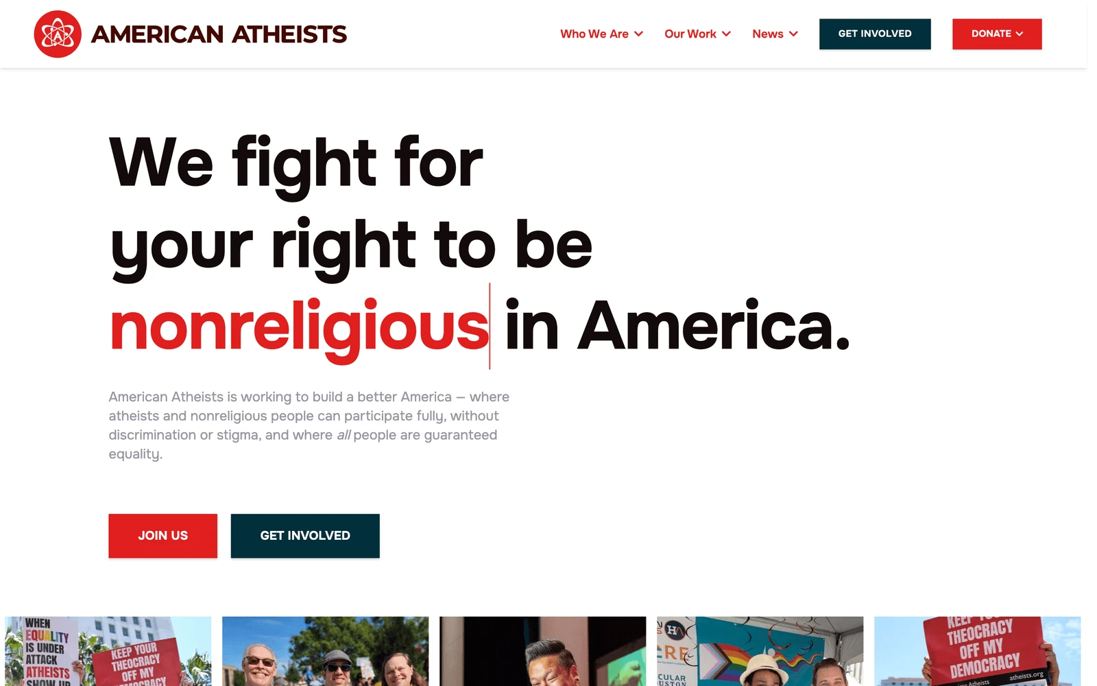 Top screenshot of Atheists.org