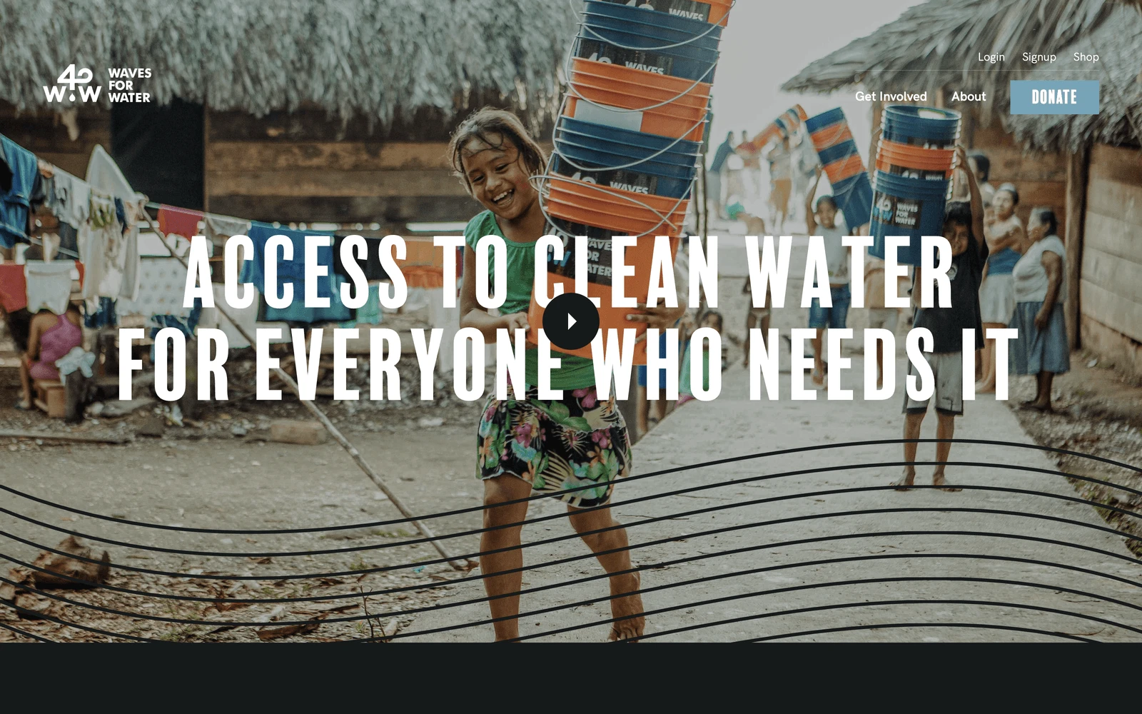 Top screenshot of WavesForWater.org
