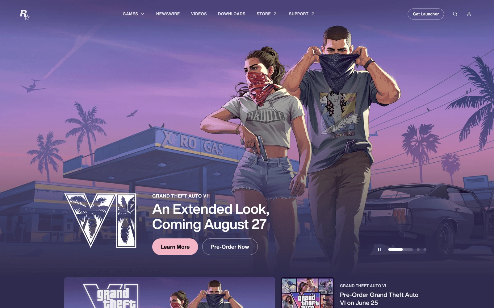 Top screenshot of RockstarGames.com