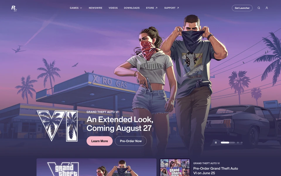 Screenshot of RockstarGames.com