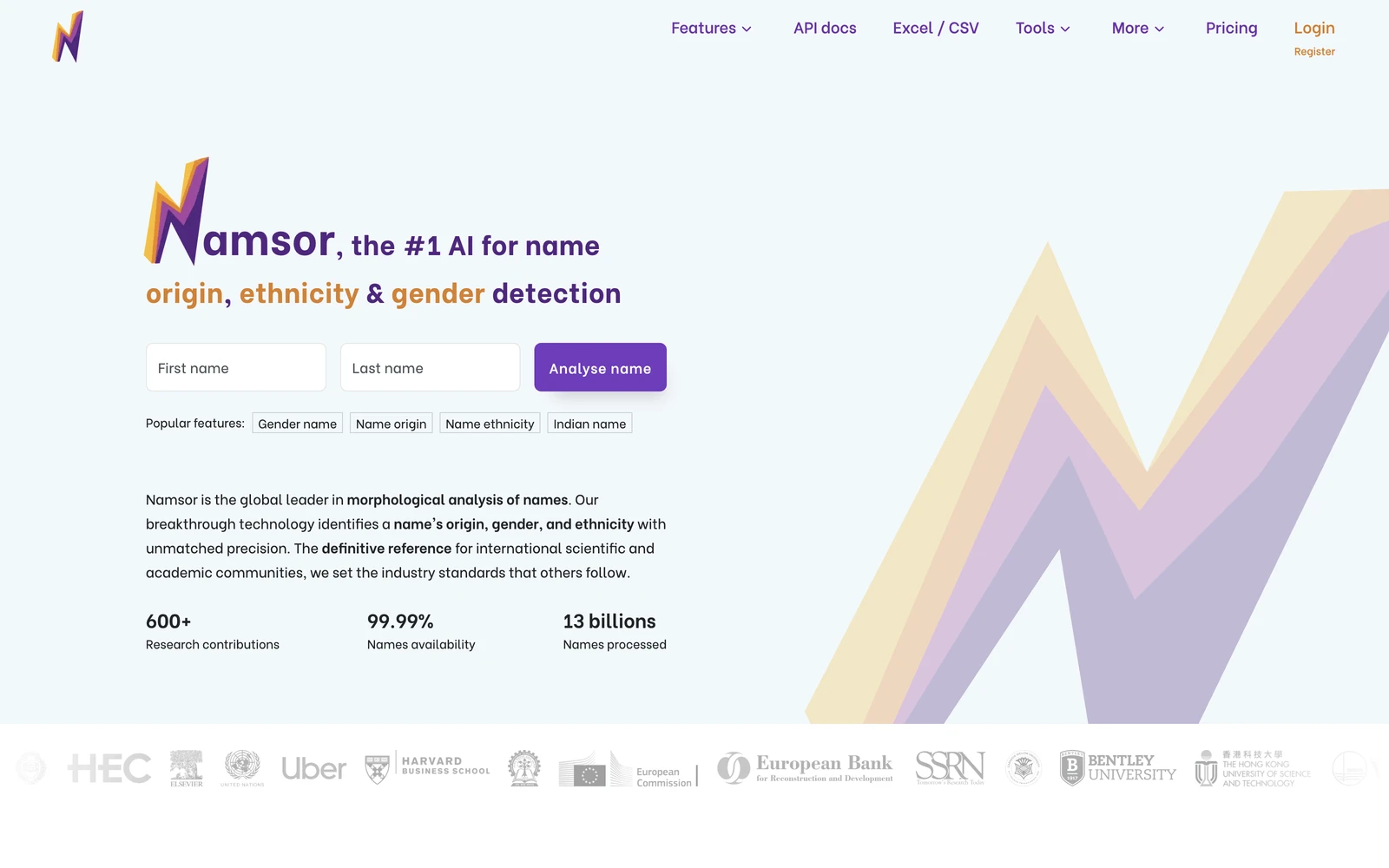 Top screenshot of Namsor.app