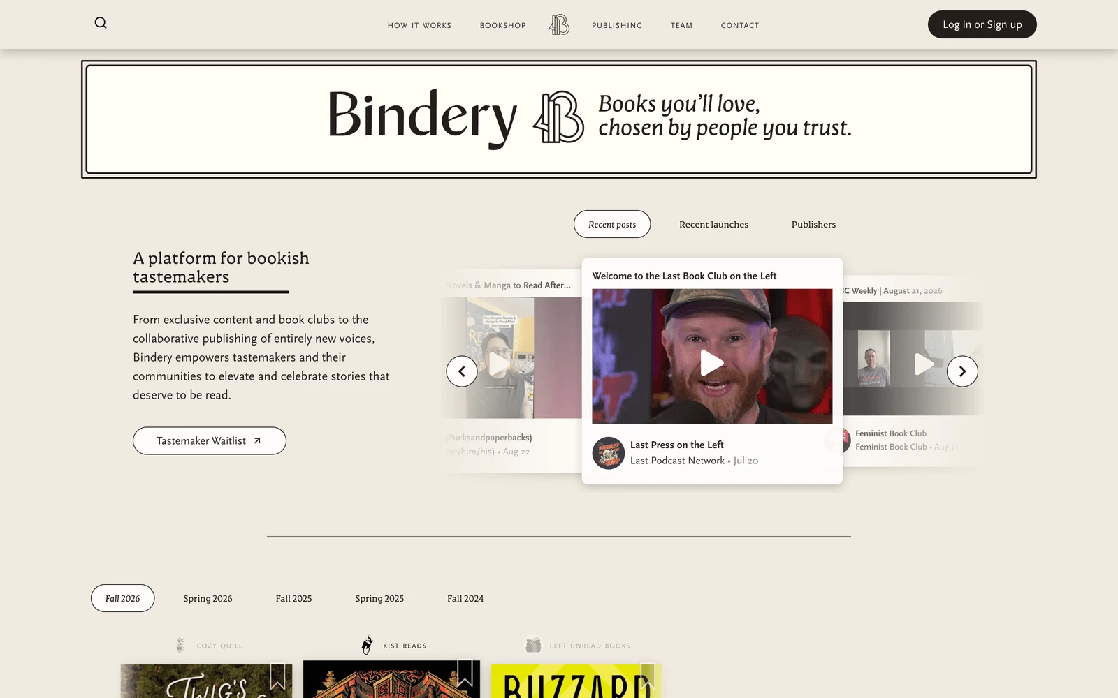 Top screenshot of BinderyBooks.com