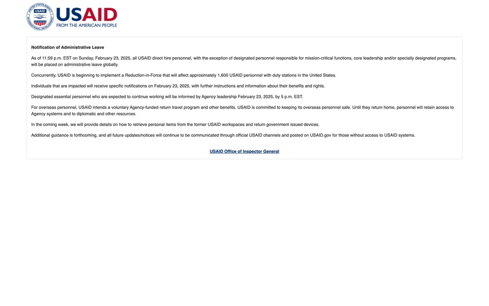 Screenshot of USAID.gov