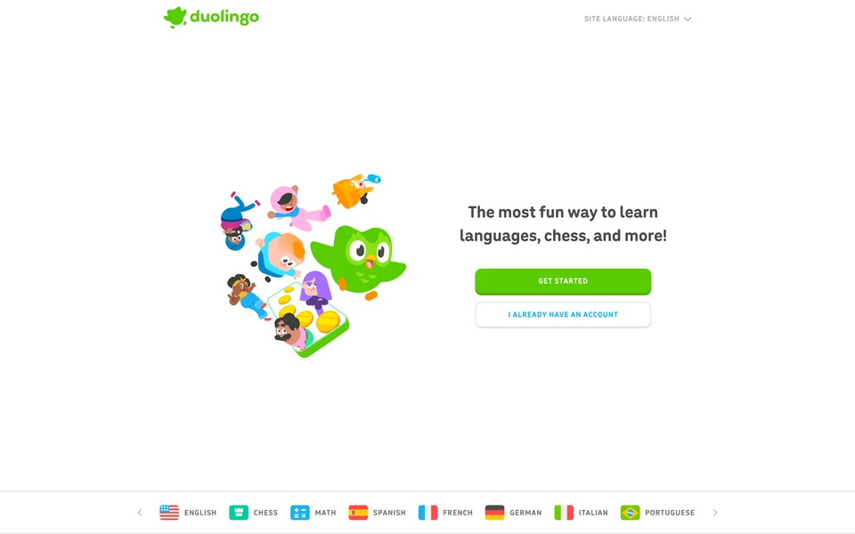 Screenshot of Duolingo.com