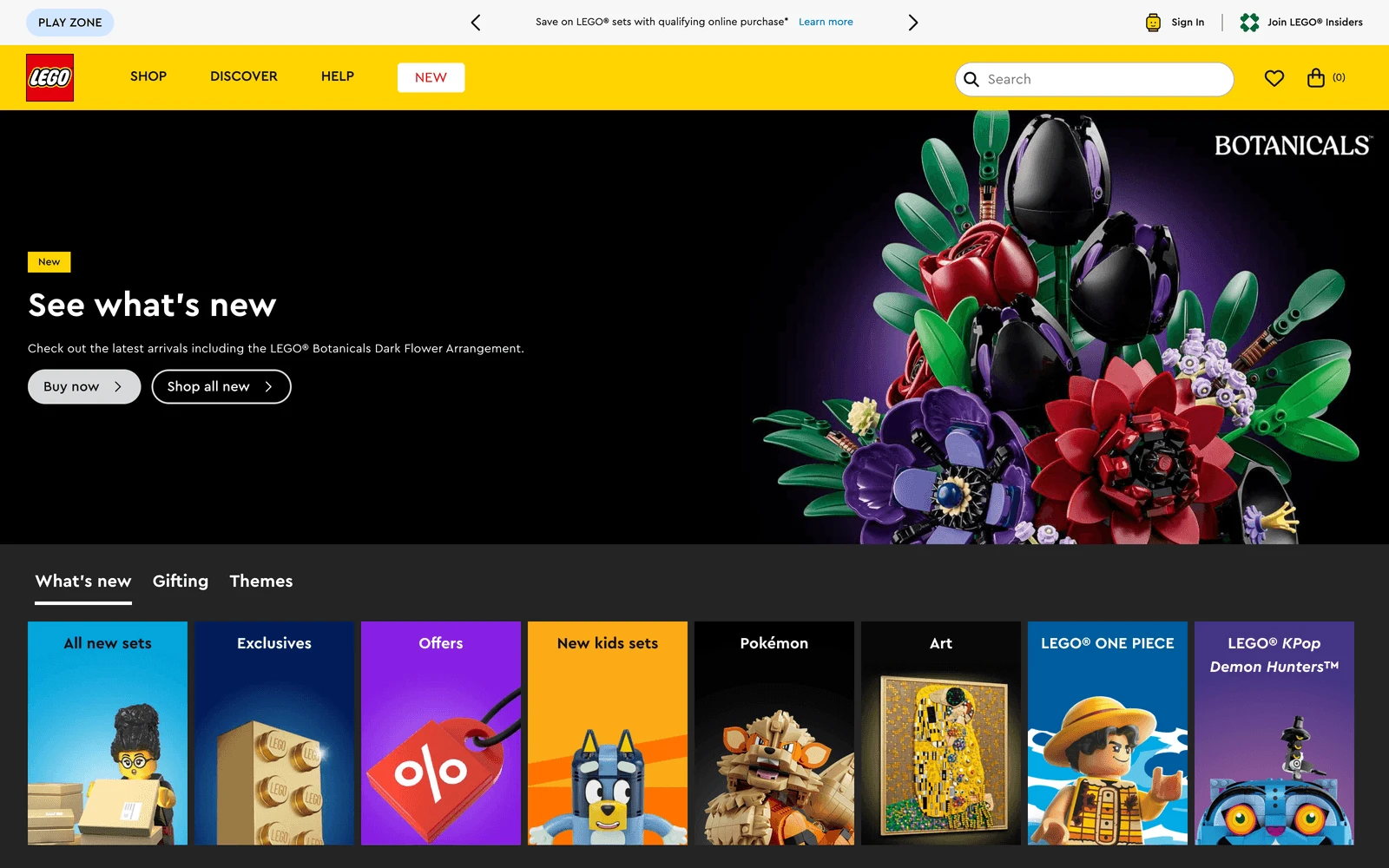 Top screenshot of LEGO.com