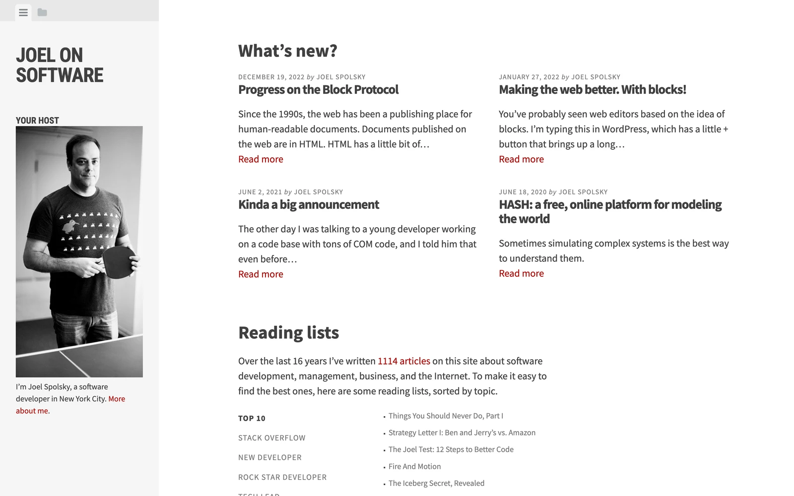 Top screenshot of JoelOnSoftware.com