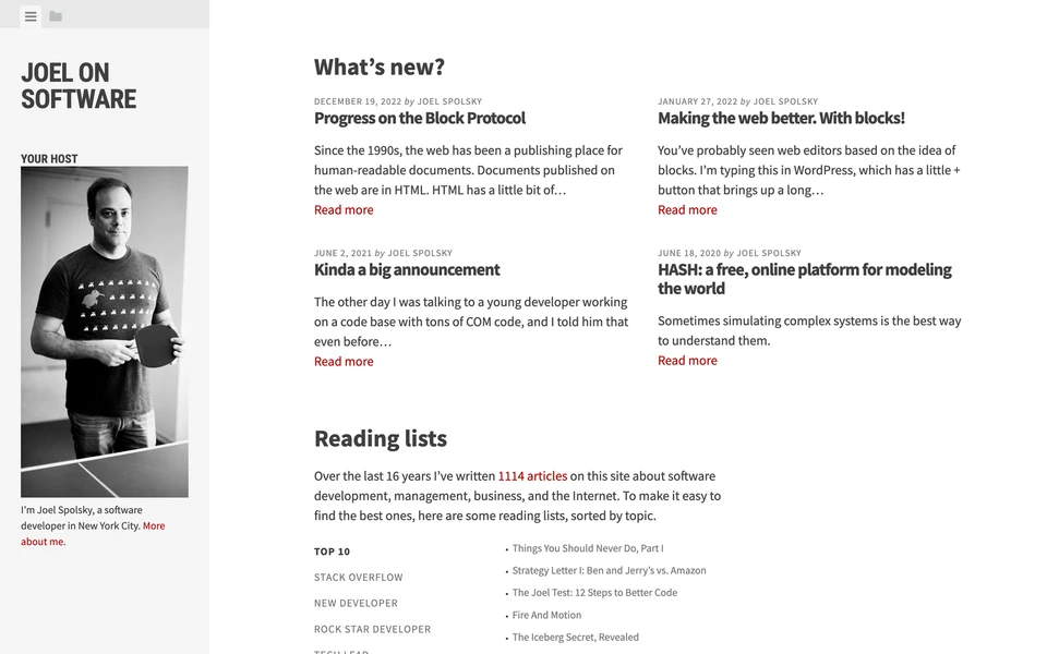 Screenshot of JoelOnSoftware.com