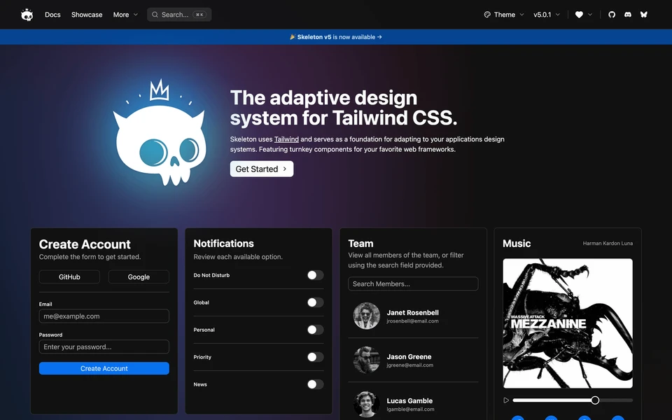 Screenshot of Skeleton.dev