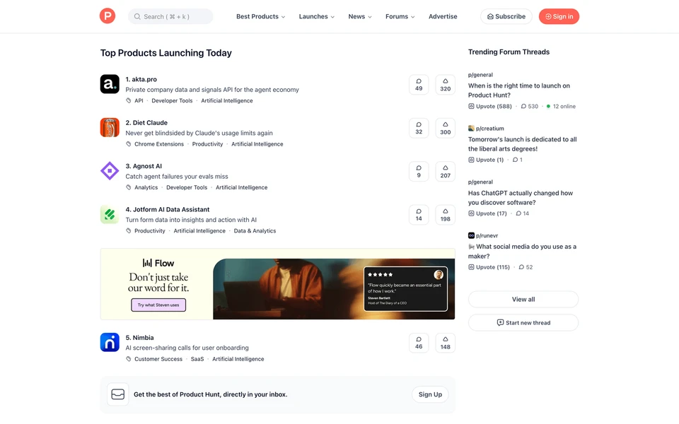 Screenshot of ProductHunt.com