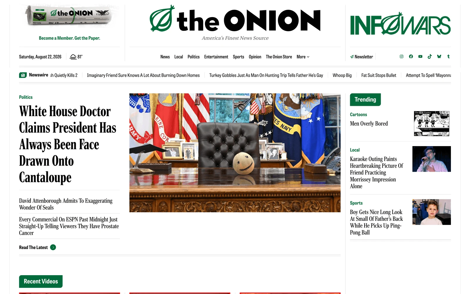 Top screenshot of TheOnion.com