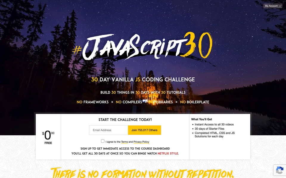 Screenshot of JavaScript30.com