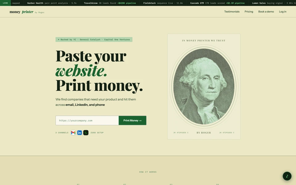 Screenshot of MoneyPrinter.me