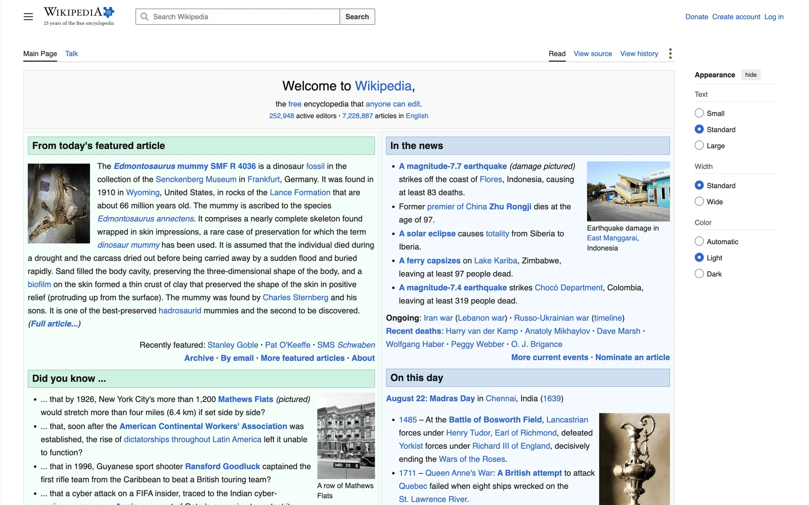 Top screenshot of Wikipedia.org