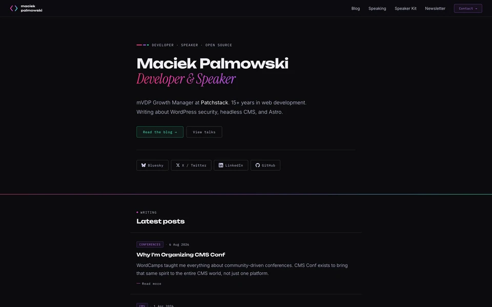 Screenshot of MaciekPalmowski.dev