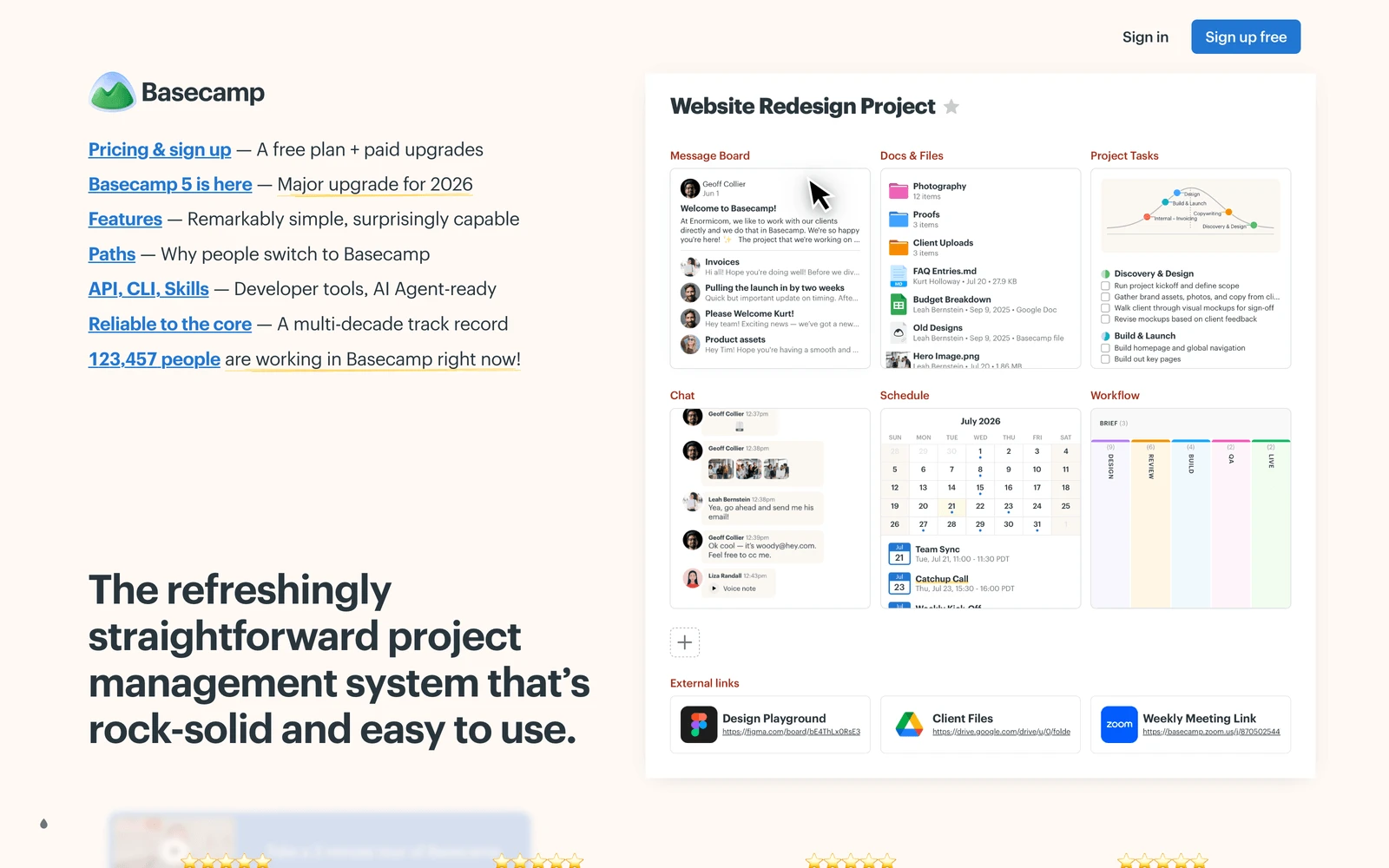 Top screenshot of Basecamp.com